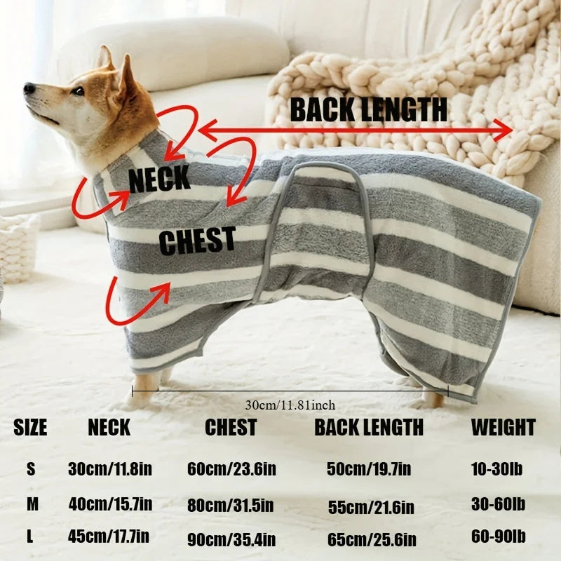 Oversized Dog Bathrobe Thickened Absorbent Quick-Dry 100%