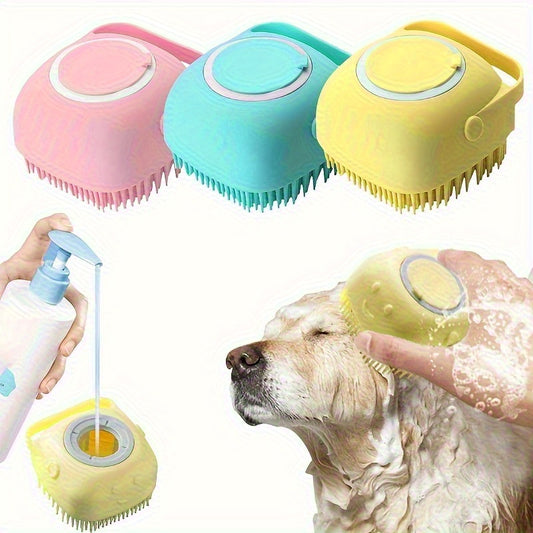 Pet Shower Brush – Gentle Grooming with Built-in Shampoo Dispenser for Dogs & Cats
