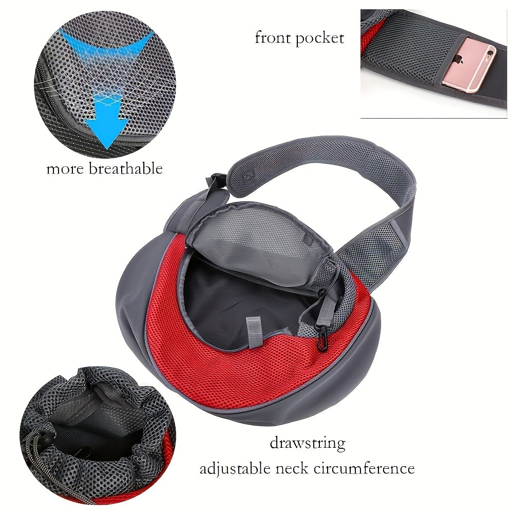 Pet Sling Carrier – Breathable Mesh, Hands-Free for Small Dogs