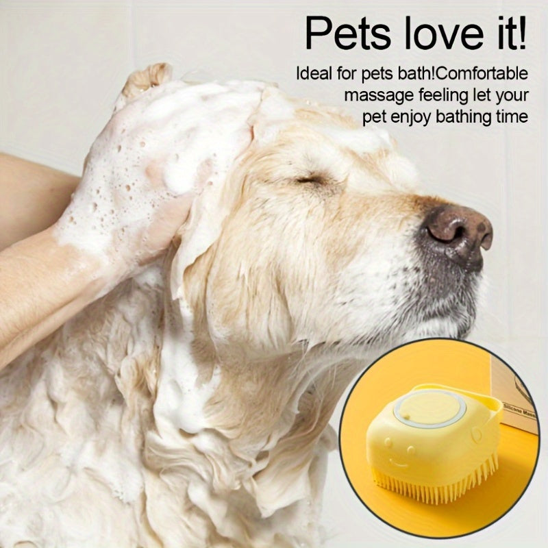 Pet Shower Brush – Gentle Grooming with Built-in Shampoo Dispenser for Dogs & Cats