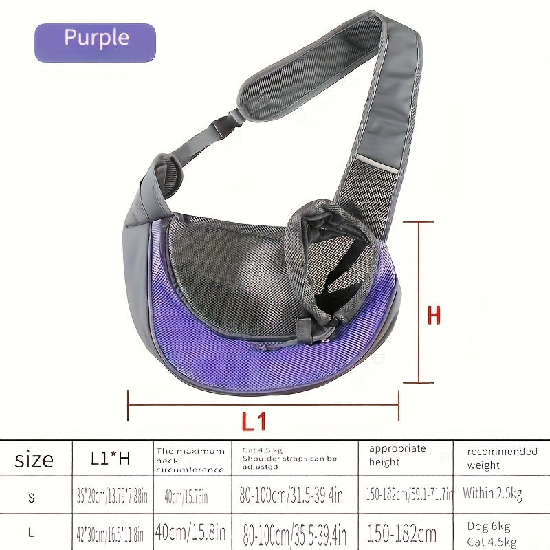 Pet Sling Carrier – Breathable Mesh, Hands-Free for Small Dogs