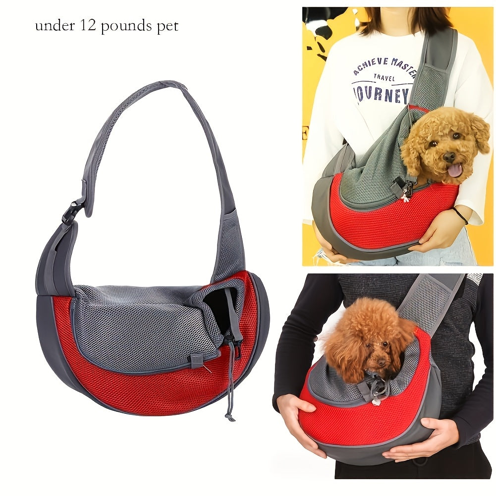 Pet Sling Carrier – Breathable Mesh, Hands-Free for Small Dogs
