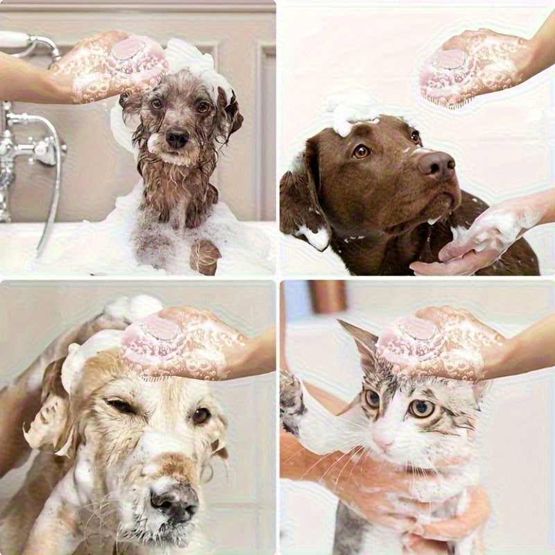 Pet Shower Brush – Gentle Grooming with Built-in Shampoo Dispenser for Dogs & Cats