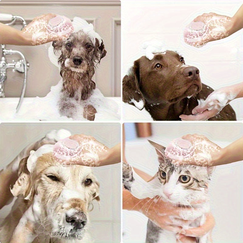 Pet Shower Brush – Gentle Grooming with Built-in Shampoo Dispenser for Dogs & Cats