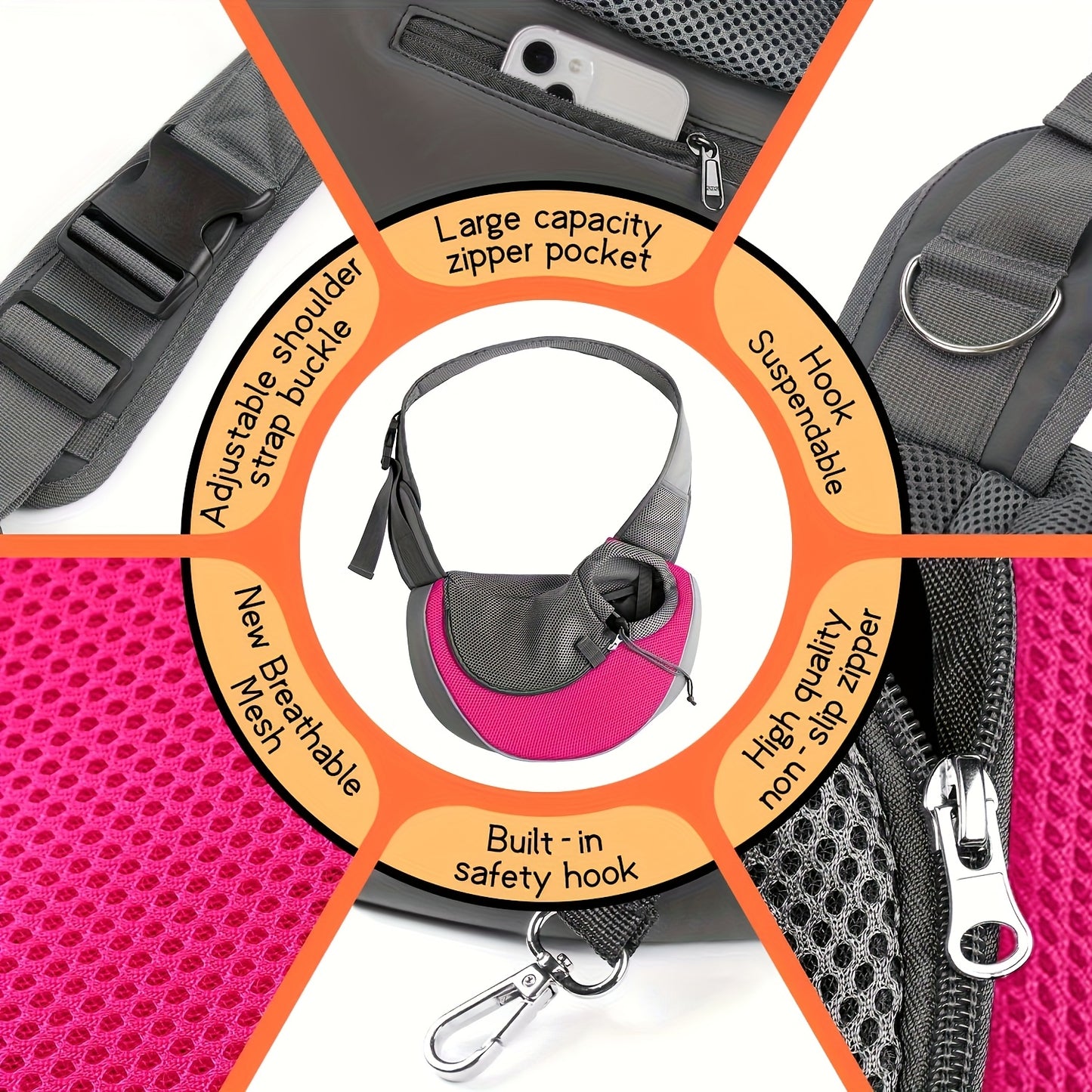 Pet Sling Carrier – Breathable Mesh, Hands-Free for Small Dogs