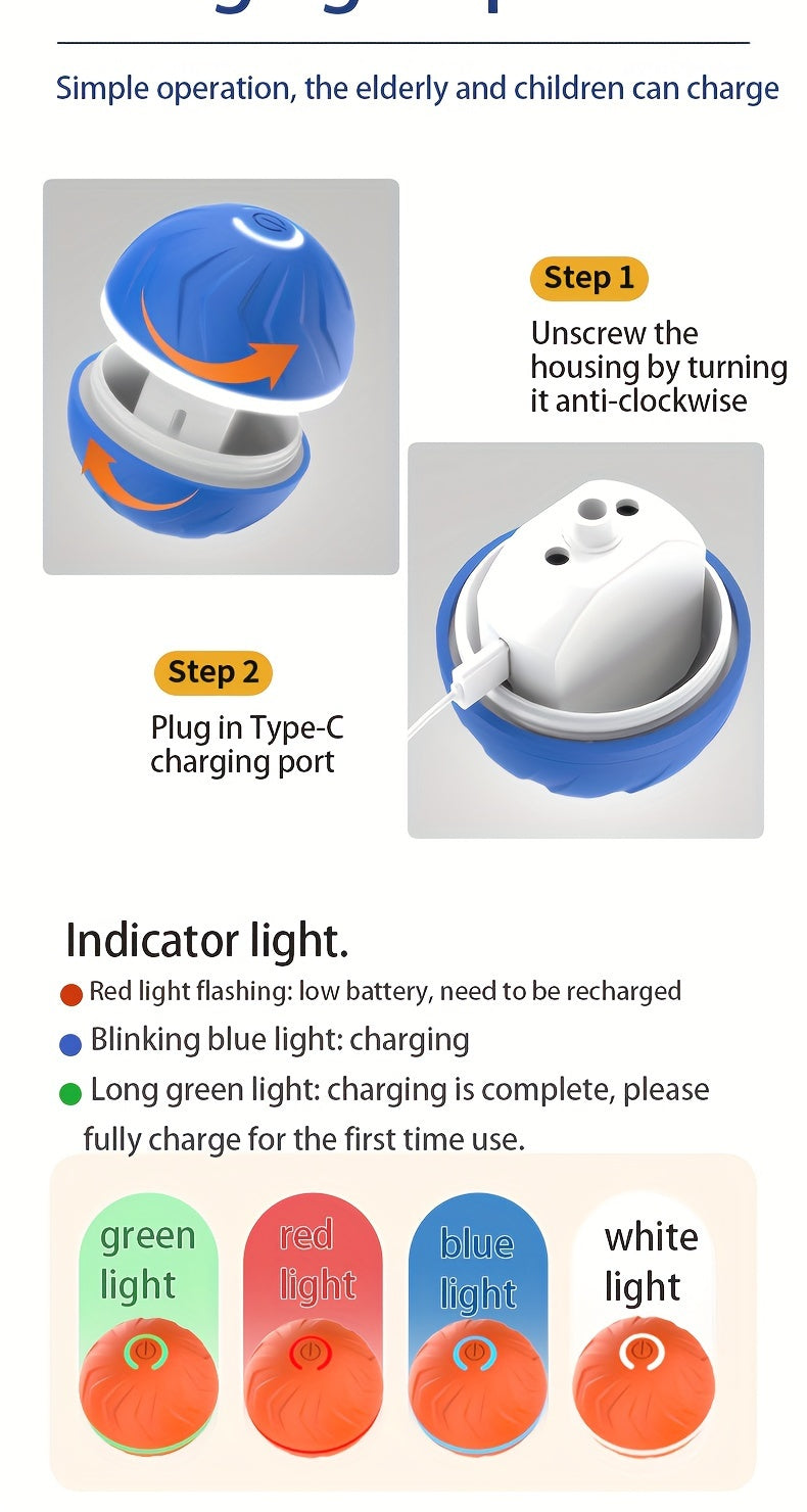 Smart Interactive Dog Ball with Dazzling Rainbow Lights